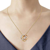 14K Tri Color Gold CZ Necklace 17" + 1" Extension