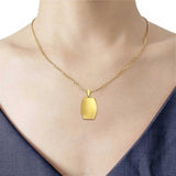 14K Yellow Gold Engravable Oval-Square Pendant 26mmX14mm 2.0 grams