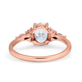 14K Rose Gold Art Deco Oval Wedding Ring Marquise Simulated Cubic Zirconia Size-7