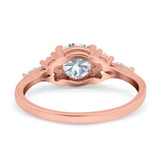 14K Rose Gold Art Deco Engagement Ring Round Simulated Cubic Zirconia Size-7