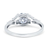 14K White Gold Art Deco Engagement Ring Round Simulated Cubic Zirconia Size-7