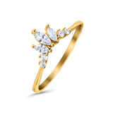 14K Yellow Gold Engagement Rings Band Marquise Round Simulated Cubic Zirconia