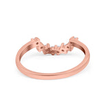 14K Rose Gold Curved Band Round Art Deco Eternity Simulated CZ Wedding Engagement Ring Size 7
