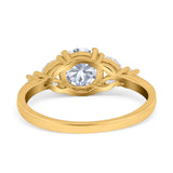 14K Yellow Gold Art Deco Vintage Style Wedding Engagement Ring Round Marquise Simulated CZ Size-7