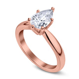 14K Rose Gold Solitaire Teardrop Simulated Cubic Zirconia Wedding Ring Size-7