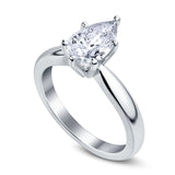 14K White Gold Solitaire Teardrop Simulated Cubic Zirconia Wedding Ring Size-7
