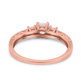 14K Rose Gold Round Three Stone Bridal Wedding Engagement Ring Simulated CZ Size-7