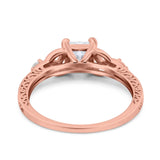 14K Rose Gold Cushion Celtic Art Deco Engagement Ring Simulated Cubic Zirconia Size-7