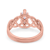 14K Rose Gold Marquise Art Deco Crisscross Bridal Wedding Engagement Ring Simulated CZ Size-7