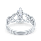 14K White Gold Marquise Art Deco Crisscross Bridal Wedding Engagement Ring Simulated CZ Size-7