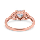14K Rose Gold Heart Celtic Wedding Promise Ring Simulated Cubic Zirconia Size-7