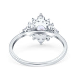 14K White Gold Oval Cut Halo Vintage Bridal Wedding Engagement Ring Simulated CZ