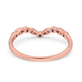 14K Rose Gold Curved Marquise Half Eternity Stackable Ring Simulated Blue Topaz CZ Size-9