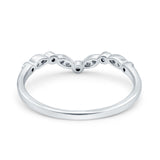 14K White Gold Curved Marquise Half Eternity Stackable Ring Simulated Cubic Zirconia