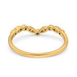 14K Yellow Gold Curved Marquise Half Eternity Stackable Ring Simulated Cubic Zirconia
