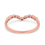14K Rose Gold Curved Marquise Half Eternity Stackable Ring Simulated Ruby CZ