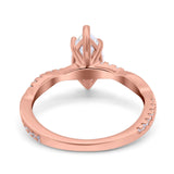 14K Rose Gold Infinity Twist Marquise Wedding Ring Simulated Cubic Zirconia Size-7