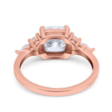 14K Rose Gold Cushion Cut Art Deco Bridal Wedding Engagement Ring Simulated CZ Size-7