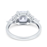 14K White Gold Cushion Cut Art Deco Bridal Wedding Engagement Ring Simulated CZ Size-7