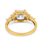 14K Yellow Gold Cushion Cut Art Deco Bridal Wedding Engagement Ring Simulated CZ Size-7