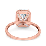 14K Rose Gold Emerald Cut Art Deco Bridal Wedding Engagement Ring Simulated CZ Size-7