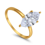14K Yellow Gold Solitaire Marquise Bridal Wedding Engagement Ring Simulated CZ Size-7