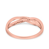 14K Rose Gold Round Infinity Twisted Half Eternity Simulated CZ Wedding Engagement Ring Size-7