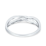 14K White Gold Round Infinity Twisted Half Eternity Simulated CZ Wedding Engagement Ring Size-7