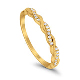 14K Yellow Gold Round Half Eternity Twisted Band Simulated CZ Wedding Engagement Ring Size-7