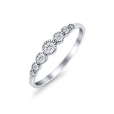 14K White Gold Round Half Eternity Petite Dainty Simulated CZ Wedding Engagement Ring Size 7