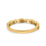 14K Yellow Gold Half Eternity Wedding Band Art Deco Design Simulated Amethyst CZ Ring Size-7