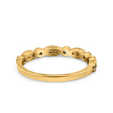 14K Yellow Gold Half Eternity Wedding Band Art Deco Design Simulated Aquamarine CZ Ring Size-7