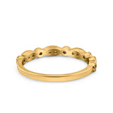 14K Yellow Gold Half Eternity Wedding Band Art Deco Design Simulated Ruby CZ Ring