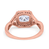 14K Rose Gold Cushion Infinity Shank Wedding Engagement Ring Round Simulated Cubic Zirconia