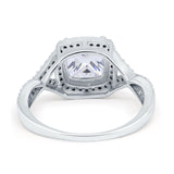 14K White Gold Cushion Infinity Shank Wedding Engagement Ring Round Simulated Cubic Zirconia