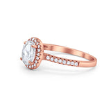 14K Rose Gold Halo Engagement Ring Oval Round Simulated Cubic Zirconia Size-7