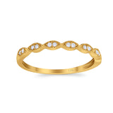 14K Yellow Gold Half Eternity Art Deco Wedding Ring Engagement Band Round Simulated CZ Size-7