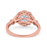 14K Rose Gold Floral Art Deco Engagement Ring Simulated Cubic Zirconia Size-7