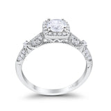 14K White Gold Halo Round Bridal Wedding Engagement Ring Simulated CZ Size-7