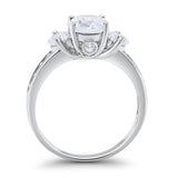 14K White Gold Three Stone Wedding Ring Simulated Cubic Zirconia Size-7