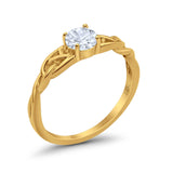 14K Yellow Gold Round Solitaire Trinity Bridal Simulated CZ Wedding Engagement Ring