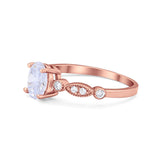14K Rose Gold Vintage Style Oval Bridal Wedding Engagement Ring Simulated CZ
