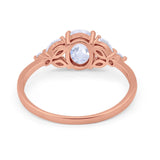 14K Rose Gold Oval Art Deco Engagement Ring Marquise Simulated CZ Size-7