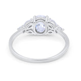 14K White Gold Oval Art Deco Engagement Ring Marquise Simulated CZ Size-7