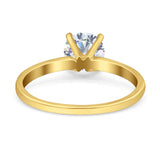 14K Yellow Gold Solitaire Round Simulated CZ Wedding Engagement Ring Size 7