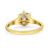 14K Yellow Gold Vintage Solitaire Round Simulated CZ Wedding Engagement Ring Size 7