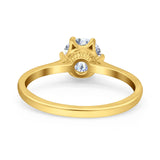 14K Yellow Gold Round Solitaire Accent Simulated CZ Wedding Engagement Ring Size 7