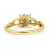 14K Yellow Gold Round Solitaire Celtic Simulated CZ Wedding Engagement Ring Size 7