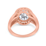 14K Rose Gold Oval Art Deco Split Shank Bridal Wedding Engagement Ring Simulated CZ Size-7