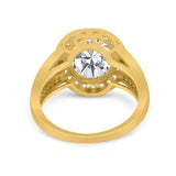 14K Yellow Gold Oval Art Deco Split Shank Bridal Wedding Engagement Ring Simulated CZ Size-7